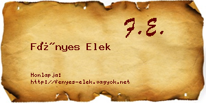 Fényes Elek névjegykártya