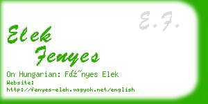 elek fenyes business card